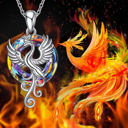 The Fire inside Me Burns Brighter than the Fire around Me Flying Phoenix necklace