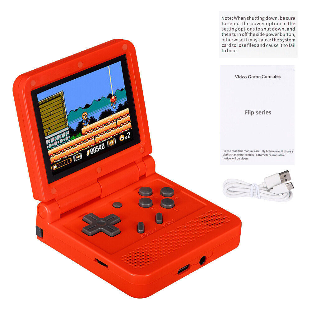 YoimJoyFun V90 3" 16/64GB Retro Flip Handheld Game Console Portable Pocket Gameboy