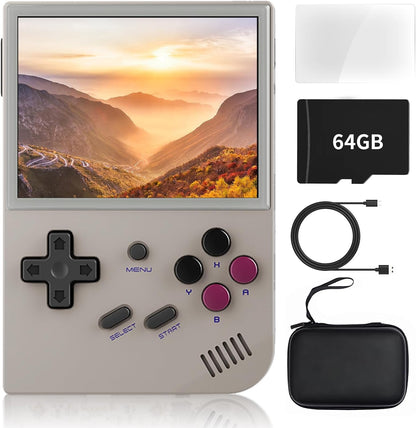 RG35XX Handheld Game Console,3.5 Inch IPS Screen with 64GB+128GB TF Card, Linux System Retro Games Consoles,Classic Emulator,Built-in 8000+Classic Games,Support HDMI and TV Output (Black)