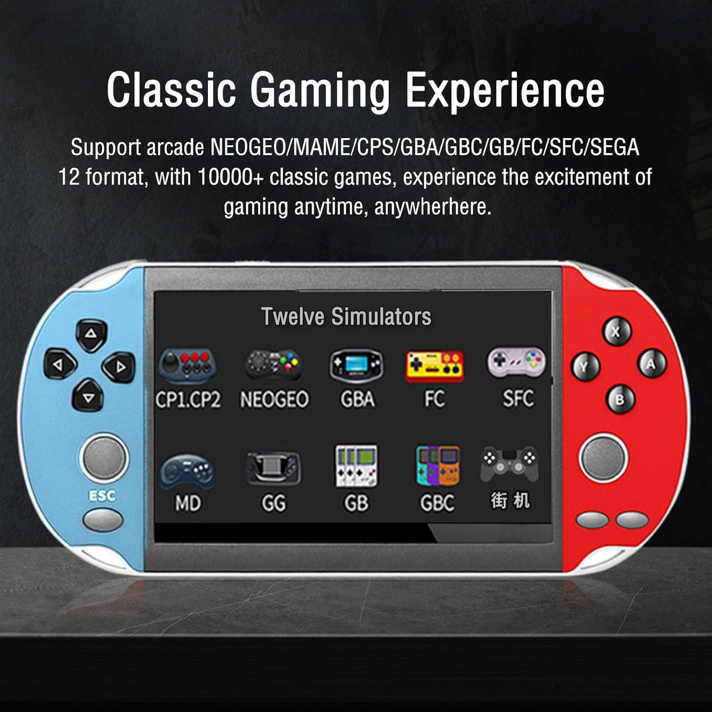 Handheld Game Console X7 Plus- Rechargeable Retro Game Player with 10000+ Classic Games 8G TF Card, 5.1'' Screen Support TV Connection