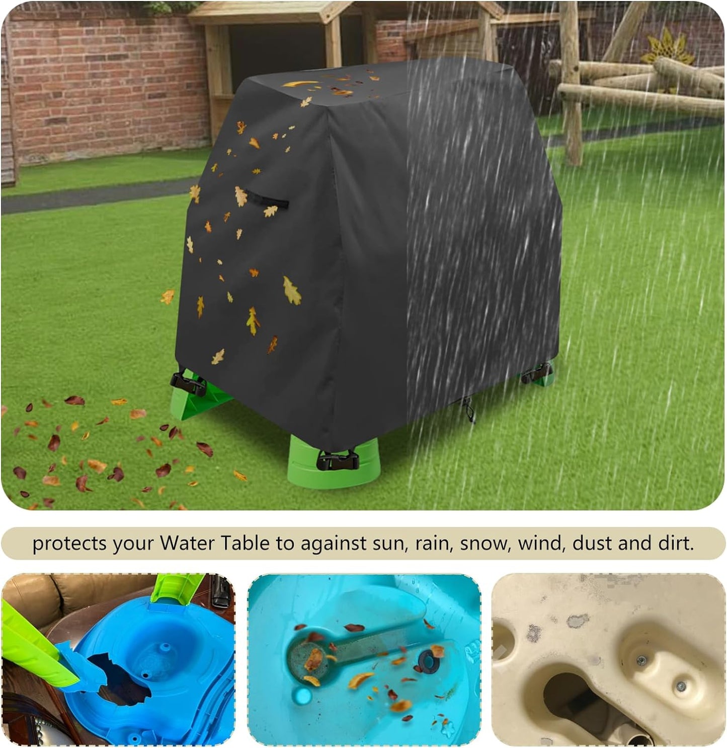 Kids Water Table Cover Fit Step2 Rain Showers Splash Pond Water Table,Waterproof Dust Proof Anti-UV Outdoor Toys Cover-Cover only