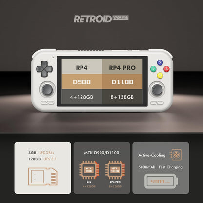 Retroid Pocket 4/4Pro Retro Game Handheld Console, Android Retro Game Console Multiple Emulators Console Handheld 4.7 Inch Display 5000mAh Battery Classic Games Console (RP4 Pro, 16Bit, D1100)