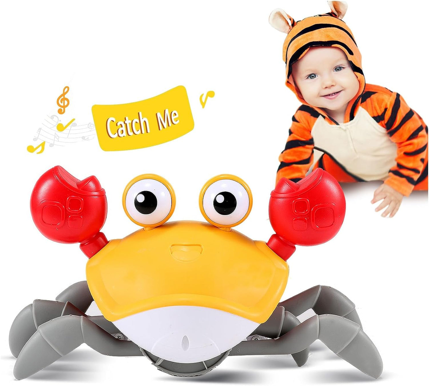 control future Crawling Crab Baby Toy - Infant Tummy Time Toys 3 4 5 6 7 8 9 10 11 12 Babies Boy 3-6 6-12 Learning Crawl 9-12 12-18 Walking Toddler 36 Months Old Music Development 1st Birthday Gifts