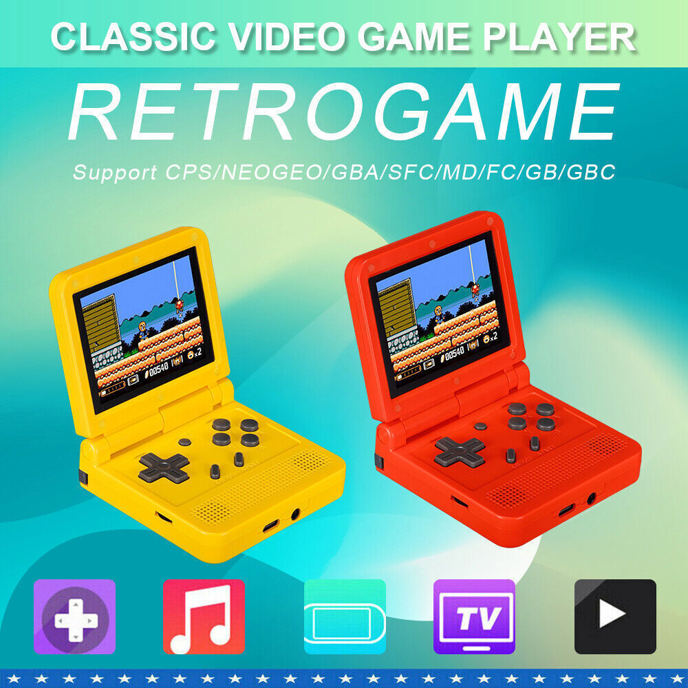 YoimJoyFun V90 3" 16/64GB Retro Flip Handheld Game Console Portable Pocket Gameboy